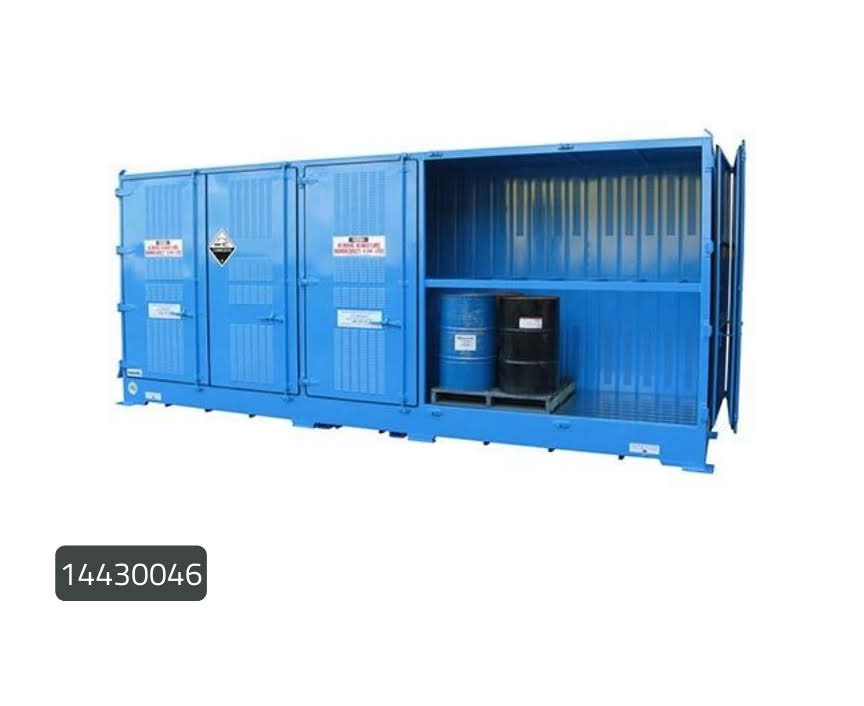 20ft Dangerous Goods Container With Storage Module - Single Level  Adjustable Mid Rack - Storemasta